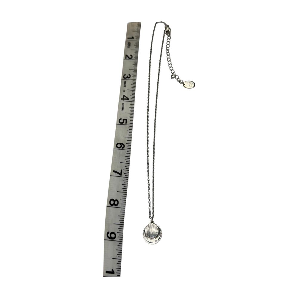 Time and Tru Double Disc Pave Crystal Charm Necklace Silver - Picture 5 of 6